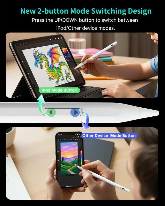 Alt view image 3 of 7 - Universal Stylus Pen for Apple iPhone & Android & iPad, 2X Fast Charge Active Stylus Pencil for All Touch Screen, High Sensitivity Capacitive Stylus for Smartphone Apple Watch Tablet-White