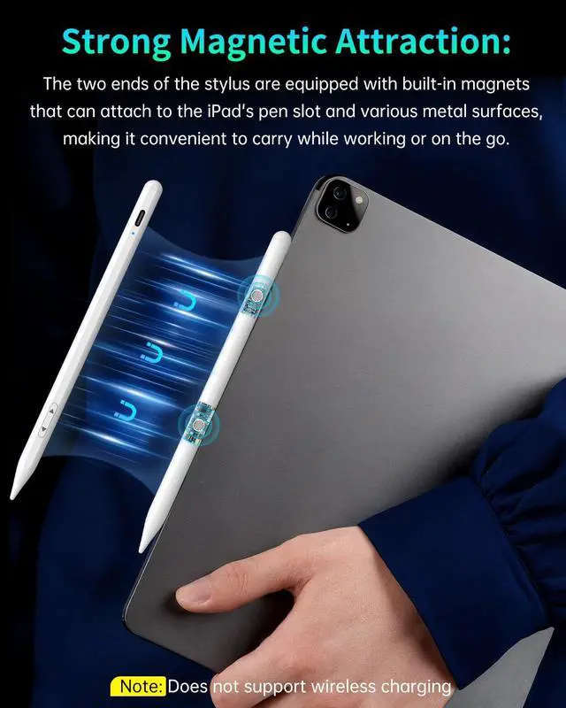 Alt view image 6 of 7 - Universal Stylus Pen for Apple iPhone & Android & iPad, 2X Fast Charge Active Stylus Pencil for All Touch Screen, High Sensitivity Capacitive Stylus for Smartphone Apple Watch Tablet-White