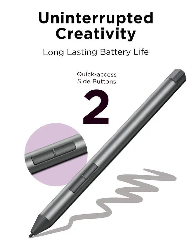 Alt view image 3 of 7 - Digital Pen 2 (Laptop) - Ultra-Tactile Response - 4,096 Levels of Pressure - Natural Feel Elastometer Pen Tip - Extended Battery Life - Silver, Grey