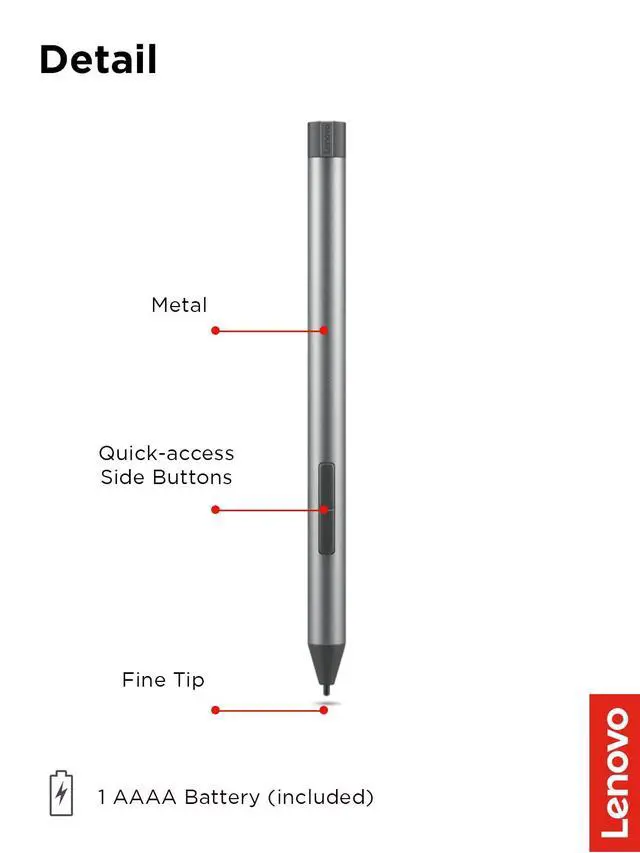 Alt view image 6 of 7 - Digital Pen 2 (Laptop) - Ultra-Tactile Response - 4,096 Levels of Pressure - Natural Feel Elastometer Pen Tip - Extended Battery Life - Silver, Grey