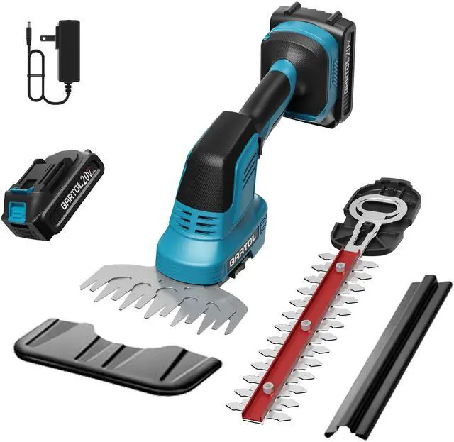 Main image of Hedge Trimmer Cordless 2-in-1, 12'' Bush Trimmer & 20V Battery Powered Grass Shears with Battery & Charger, Lock, Fast Blade Change, Electric Hedge Shears Compatible with 18V Makita Batteries