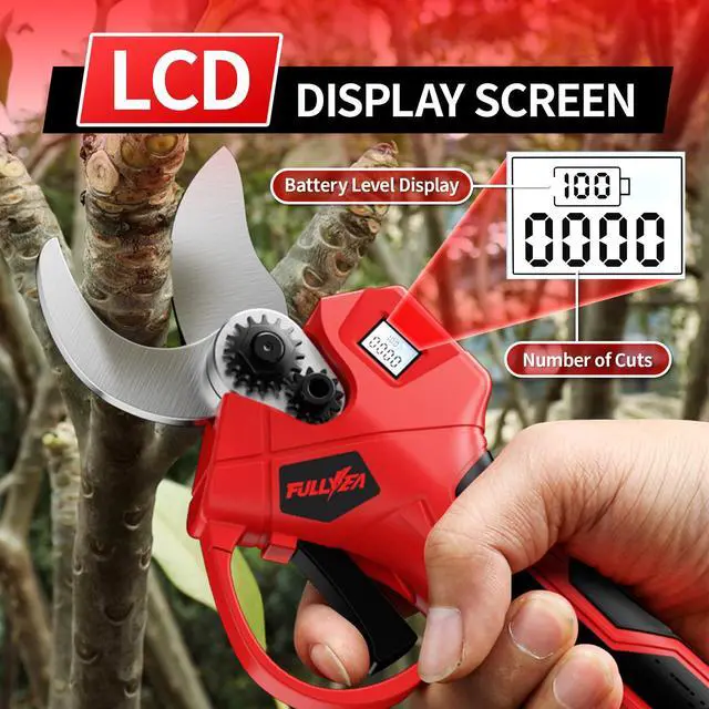 Alt view image 4 of 7 - Electric Pruning Shears, 1.4" Cutting Diameter Electric Pruner with LCD Display2Pcs 2.0Ah Rechargeable Battery, Brushless Motor Cordless Pruning Shears for Tree Trimming Branch Cutter