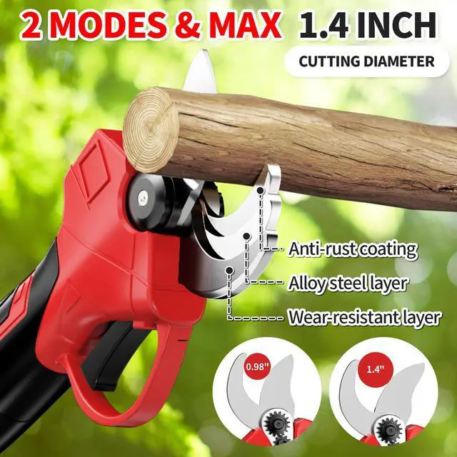 Alt view image 2 of 7 - Electric Pruning Shears, 1.4" Cutting Diameter Electric Pruner with LCD Display2Pcs 2.0Ah Rechargeable Battery, Brushless Motor Cordless Pruning Shears for Tree Trimming Branch Cutter