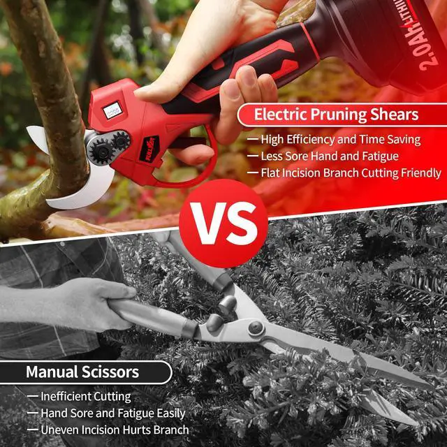 Alt view image 7 of 7 - Electric Pruning Shears, 1.4" Cutting Diameter Electric Pruner with LCD Display2Pcs 2.0Ah Rechargeable Battery, Brushless Motor Cordless Pruning Shears for Tree Trimming Branch Cutter