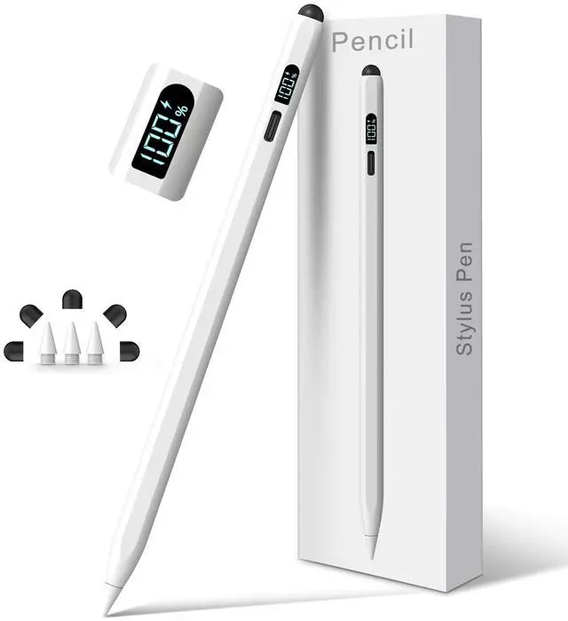 Main image of iPad Apple Pencil 2025-2018, LED Power Display Dual-Tip Stylus Pen with 3X Fast Charge, Compatible for iPad A16 11/10/9/8/7/6, Pro 11"/12.9"/13''/M4, Air M3/M2/5/4/3, Mini 7/6/5