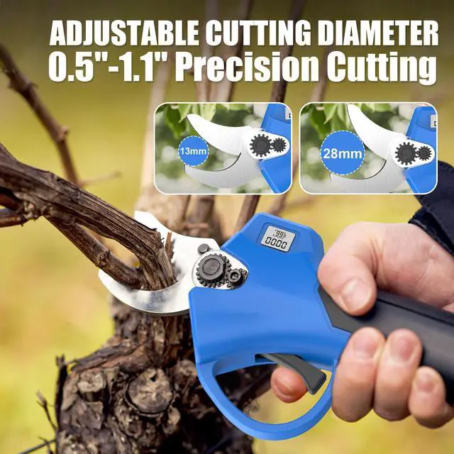Alt view image 3 of 7 - 20V Cordless Electric Pruning Shears: 1.1 Inch Brushless Pruner with LCD Display & SK5 Blades, Portable Branch Cutter for Gardening Tree Trimming (2Pcs 2.0Ah Batteries and Charger Included)
