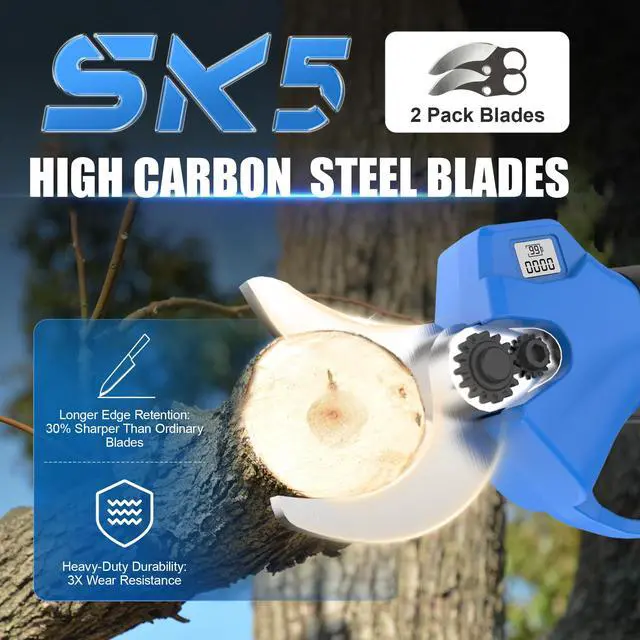 Alt view image 4 of 7 - 20V Cordless Electric Pruning Shears: 1.1 Inch Brushless Pruner with LCD Display & SK5 Blades, Portable Branch Cutter for Gardening Tree Trimming (2Pcs 2.0Ah Batteries and Charger Included)