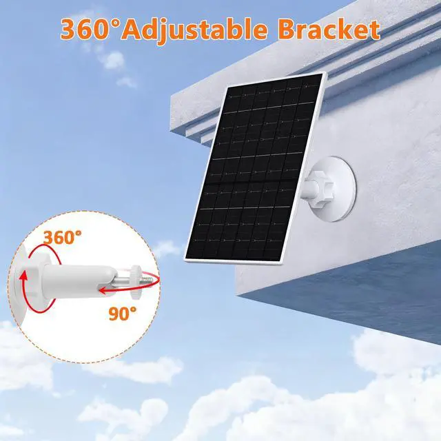 Alt view image 5 of 6 - 7W Solar Panel Compatible with EufyCam, Solar Charger with USB-C & Micro USB Port for 5V Outdoor Rechargeable Battery Camera, IP65 Waterproof, 360° Adjustable Mount
