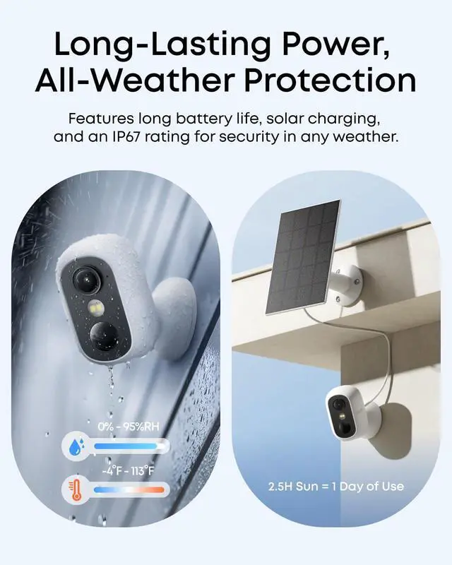 Alt view image 4 of 4 - eufyCam C35 with Solar Panel, Wireless Security Camera, Outdoor and Indoor, Magnetic Mount, Color Night Vision, Local Storage, No Monthly Fee, IP67, White