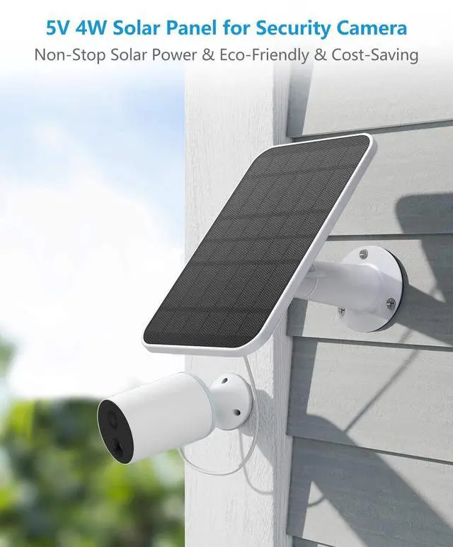 Alt view image 2 of 7 - Solar Panel Charger Compatible with Eufycam 3/3C/2C/2C Pro/E40/E20/2/2 Pro/E/L20/L40/Solo/SoloCam Spotlight, 5W Solar Panel for Eufy Camera, Micro USB & USB-C Port, 9.8ft Cable, P65 Waterproof, 2 Pack