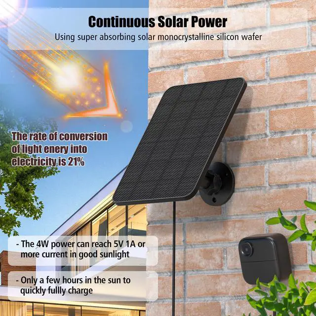 Alt view image 3 of 7 - 4 Pack Solar Panel for Blink Outdoor 2K+/4(4th Gen)/Outdoor(3rd Gen) XT3 and XT2/XT Camera(Not Included)/Blink Outdoor Camera,Solar Panel with Mount 13.1ft Cable Rubber Plug