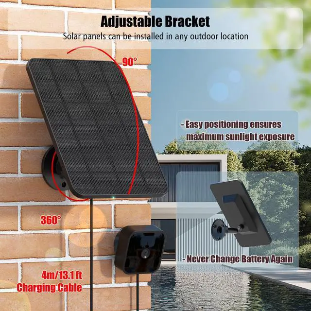 Alt view image 4 of 7 - 4 Pack Solar Panel for Blink Outdoor 2K+/4(4th Gen)/Outdoor(3rd Gen) XT3 and XT2/XT Camera(Not Included)/Blink Outdoor Camera,Solar Panel with Mount 13.1ft Cable Rubber Plug