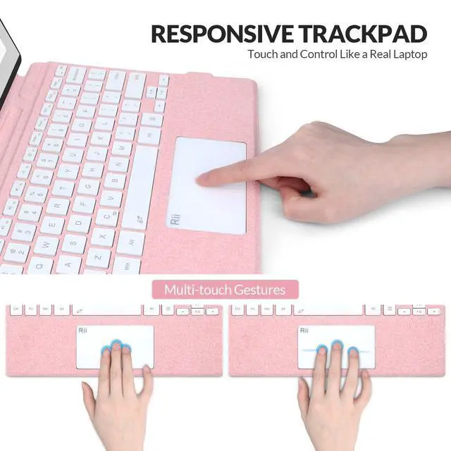 Alt view image 4 of 7 - Surface Pro Type Cover,Ultra-Slim Portable Bluetooth Wireless Keyboard with Touchpad,7 Color Backlit,Compatible with Surface Pro-8/9/X Only (Pink)