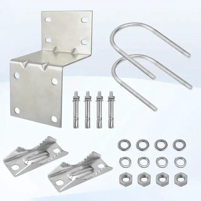 Alt view image 2 of 6 - Antenna Pole Mount Bracket Kits - 1 Set Antenna Pole Mast Mount Bracket with U-Bracket Assembly + 4 Screws for Outside Home Antenna Pole Holder