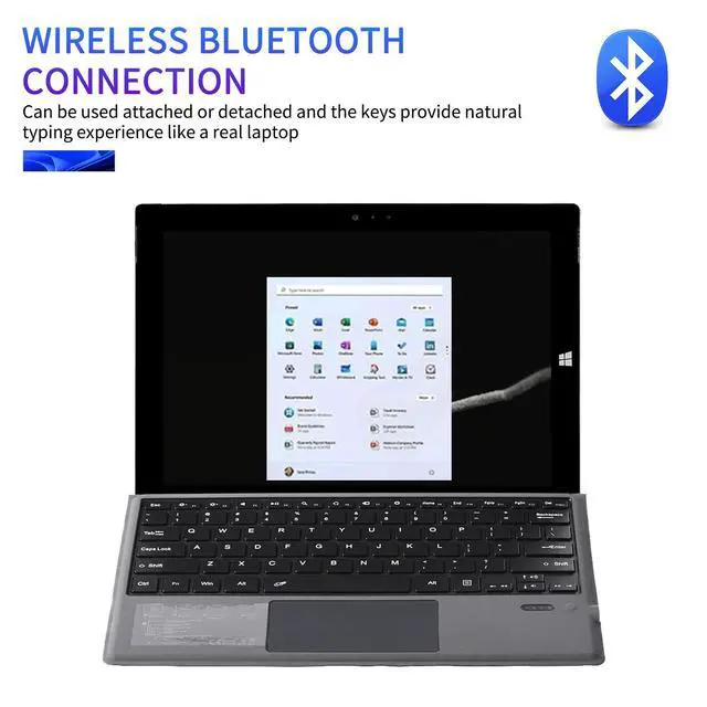 Alt view image 6 of 7 - Bluetooth 5.3 Wireless Magnetic Keyboard with Touchpad for Microsoft Surface Pro 4/5/6/7/7+ Portable Tablet Flip Stand Built in Battery Type C Charging Keyboard