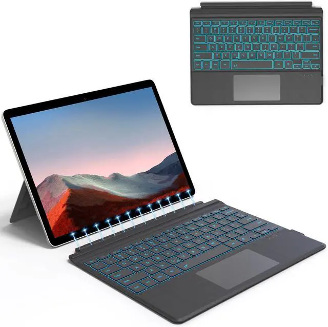 Main image of for Surface Pro 7+/7/6/5/4/3 Keyboard, Bluetooth Wireless Keyboard with Palm Rejection Touchpad, Rechargeable Battery, 7-Color Backlit for Microsoft Surface Pro 12.3 inch