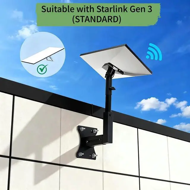 Alt view image 5 of 7 - Adjustable Wall Mount Compatible with Starlink Gen 3, Telescoping Support Arm, Rustproof & Weatherproof, Easy Installation for Wood & Concrete Walls
