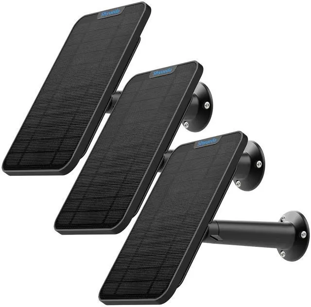 Main image of 4W Solar Panel Charging Compatible with Eufycam 3/3C/2C/2C Pro/2/2 Pro/E20/E40/E/S40/S220/S300/L40/l20, with 13.1ft Waterproof Charging Cable, IP65 Weatherproof,Includes Secure Wall Mount (Black)