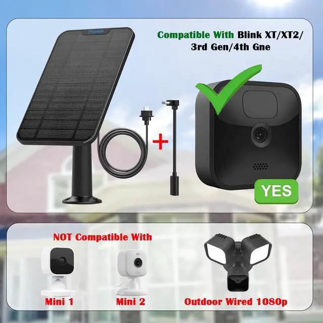 Alt view image 2 of 7 - 4W Solar Panel Charging Compatible with Blink 3rd Gen/XT/XT2/4th Gen Camera,with 13.1ft Waterproof Charging Cable, IP65 Weatherproof,Includes Secure Wall Mount(3-Pack)