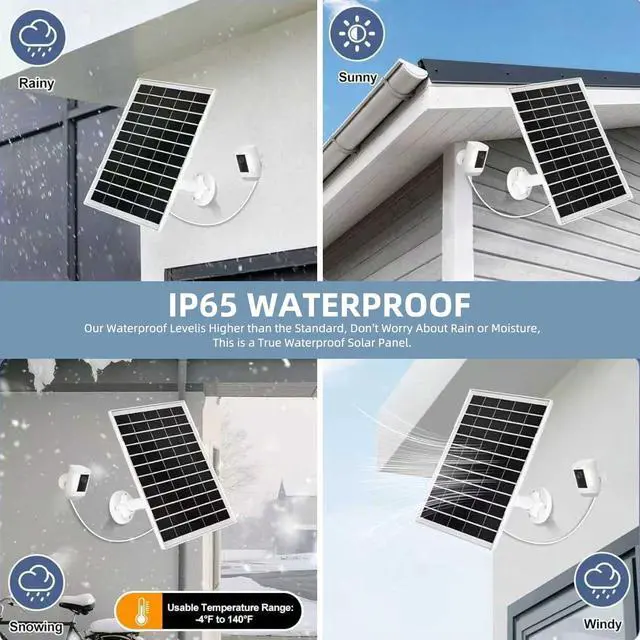 Alt view image 3 of 6 - 4 Pack 8W Camera Solar Panel Charger Cable Compatible with Eufycam SoloCam 3/3C s300/2,2 Pro, 2C, 2C Pro,c210,s330,s340,e340, E,Eufy E20, E40/L20/L40/S40/4G Security Camera Micro USB & USB Type C