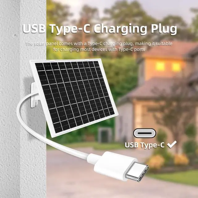 Alt view image 3 of 6 - 4 Pack 7W Camera Solar Panel Charger Compatible with eufyCam 3/S330, 3C/S300, S350/C220/C210, eufy SoloCam S220/S340/C210 Camera Solar Charger with 9.3FT Type-C Charging Cable Cord & Micro USB Port