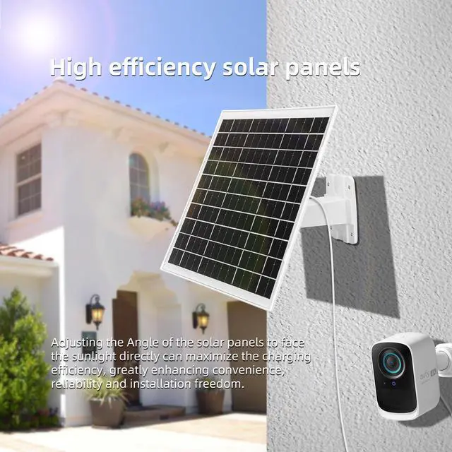 Alt view image 2 of 6 - 4 Pack 7W Camera Solar Panel Charger Compatible with eufyCam 3/S330, 3C/S300, S350/C220/C210, eufy SoloCam S220/S340/C210 Camera Solar Charger with 9.3FT Type-C Charging Cable Cord & Micro USB Port