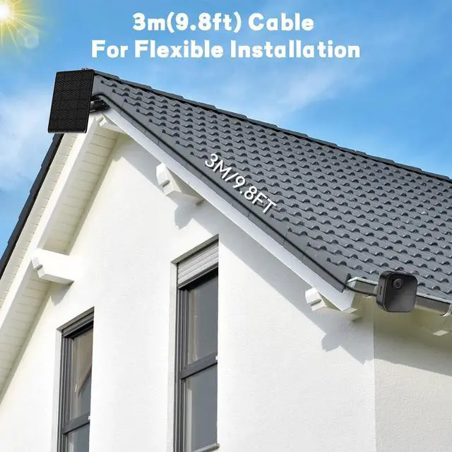 Alt view image 6 of 7 - 4 Pack 6W Solar Panel for Blink Camera, High-Efficiency Monocrystalline Silicon Solar Panels Compatible with Blink Outdoor 2K+, 4(4th Gen)/(3rd Gen)/XT3,XT2/XT,IP66 Wterproof,10Ft Outdoor Power Cable