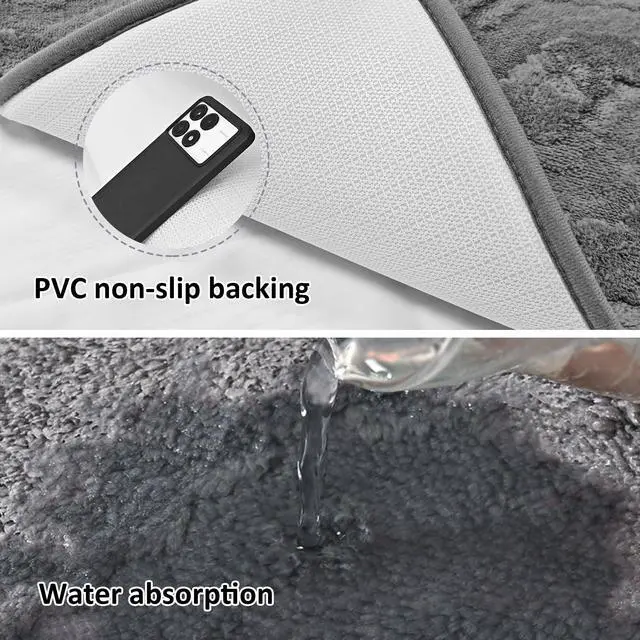 Alt view image 5 of 7 - Memory Foam Bathroom Rugs Wavy Stripes Soft Absorbent Bath Mat Cozy Microfiber Washable Bathroom Mat 32" x 20" Gray