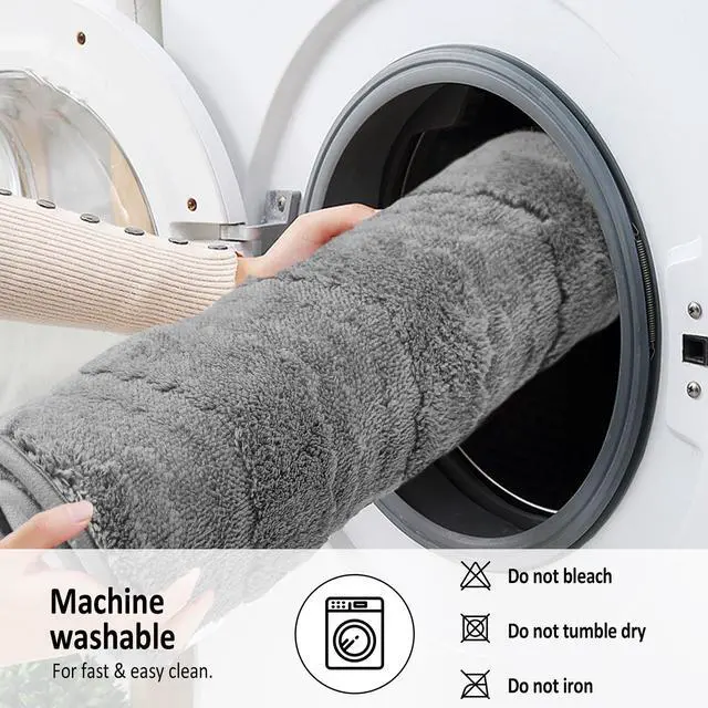 Alt view image 6 of 7 - Memory Foam Bathroom Rugs Wavy Stripes Soft Absorbent Bath Mat Cozy Microfiber Washable Bathroom Mat 32" x 20" Gray