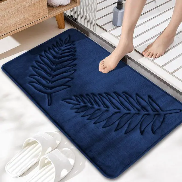 Main image of Memory Foam Bathroom Mat Rug 32" X 20", Ultra Soft Absorbent Bath Mats Quick Dry, Non Slip Washable Carpet for Bathroom Floor, Navy Blue