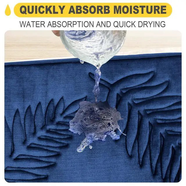 Alt view image 4 of 7 - Memory Foam Bathroom Mat Rug 32" X 20", Ultra Soft Absorbent Bath Mats Quick Dry, Non Slip Washable Carpet for Bathroom Floor, Navy Blue