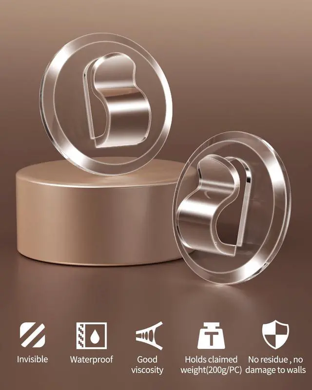 Alt view image 2 of 7 - 50 Clear Mini Light Clips: Small Hooks with Adhesive Strips for Indoor String Light - Plastic Damage Free Wall Hook for Hanging Tiny Fairy Christmas Light Cable Hangers Decoration Decor (50)