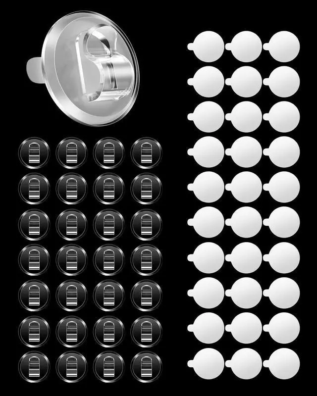 Alt view image 5 of 7 - 50 Clear Mini Light Clips: Small Hooks with Adhesive Strips for Indoor String Light - Plastic Damage Free Wall Hook for Hanging Tiny Fairy Christmas Light Cable Hangers Decoration Decor (50)