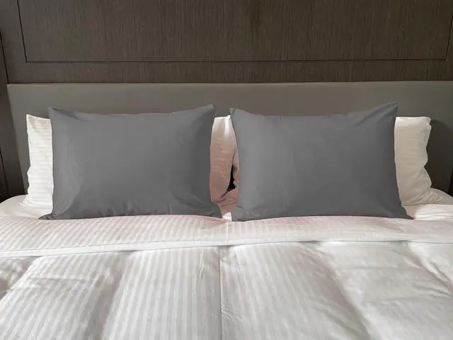 Alt view image 6 of 7 - Soft 100% Egyption Cotton Zipper Pillow Case, Cozy and Lightweight Pillowcase, Set of 2, Grey, Standard, 20" x 26"