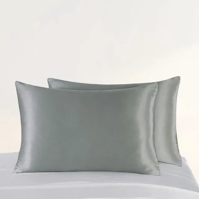 Alt view image 7 of 7 - Upgraded 100% 6A Grade Pure Mulberry Silk Pillowcase for Hair and Skin Silk Pillow Cases with Reinforced Hidden Zipper, More Soft & Durable, Gift Box (Standard 20"x26" Grey)