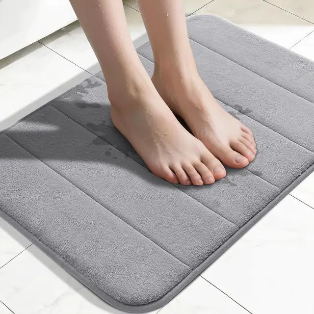 Main image of Memory Foam Bath Mat, Super Soft Absorbent Bathroom Rug Non Slip 31.5x20 Inch, Quick Dry, Machine Washable Floor Carpet for Tub Shower, Home Decor Accessories, Gray
