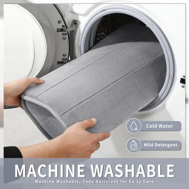 Alt view image 7 of 7 - Memory Foam Bath Mat, Super Soft Absorbent Bathroom Rug Non Slip 31.5x20 Inch, Quick Dry, Machine Washable Floor Carpet for Tub Shower, Home Decor Accessories, Gray