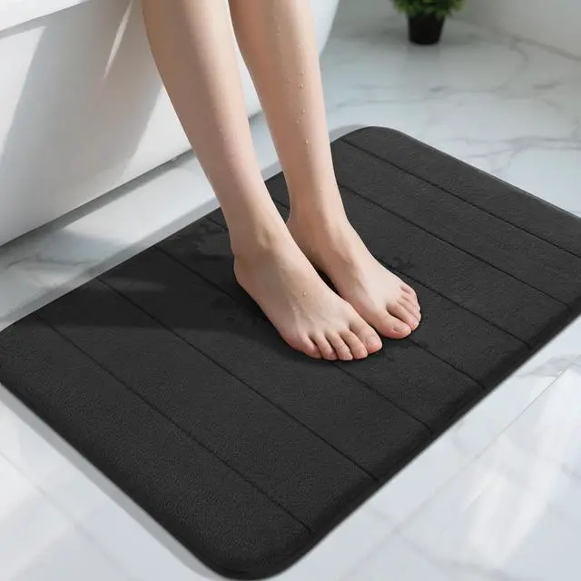 Main image of Memory Foam Bath Mat, Super Soft Absorbent Bathroom Rug Non Slip 31.5x20 Inch, Quick Dry, Machine Washable Floor Carpet for Tub Shower, Home Decor Accessories, Black