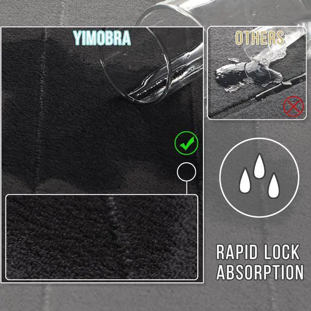 Alt view image 4 of 7 - Memory Foam Bath Mat, Super Soft Absorbent Bathroom Rug Non Slip 31.5x20 Inch, Quick Dry, Machine Washable Floor Carpet for Tub Shower, Home Decor Accessories, Black