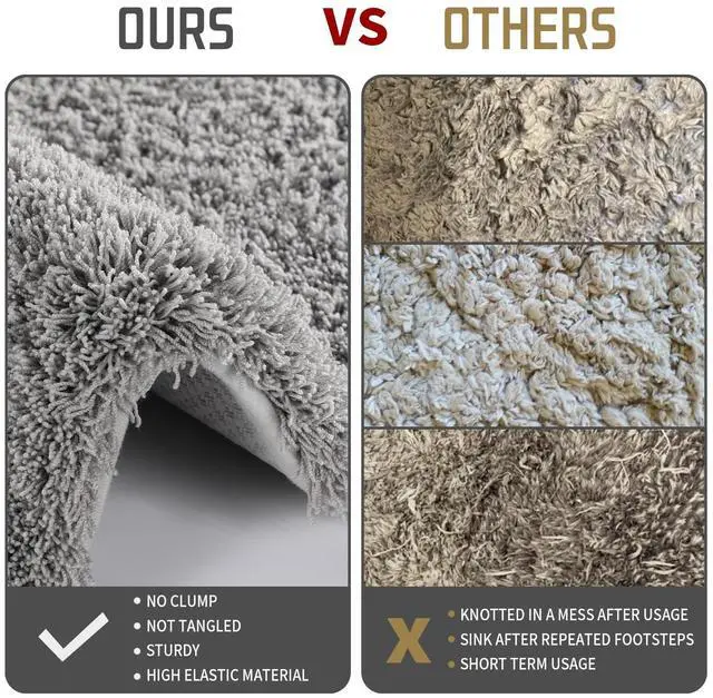 Alt view image 3 of 7 - Bath Rugs for Bathroom 32x20, Ultra Soft and Water Absorbent Bath Mats, Non Slip Plush Shower Rugs, Microfiber Thick Matts for Bathroom Floor/Tub, Machine Washable, Pure Gray