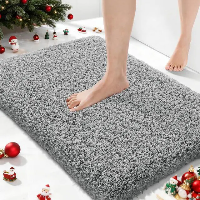 Main image of Bath Rugs for Bathroom 32x20, Ultra Soft and Water Absorbent Bath Mats, Non Slip Plush Shower Rugs, Microfiber Thick Matts for Bathroom Floor/Tub, Machine Washable, Pure Gray