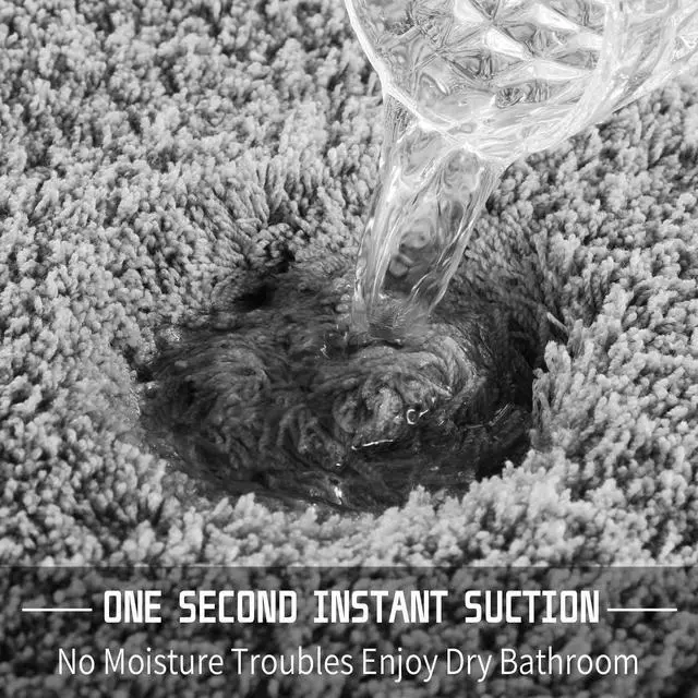 Alt view image 7 of 7 - Bath Rugs for Bathroom 32x20, Ultra Soft and Water Absorbent Bath Mats, Non Slip Plush Shower Rugs, Microfiber Thick Matts for Bathroom Floor/Tub, Machine Washable, Pure Gray