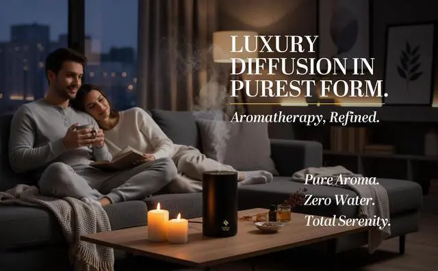 Alt view image 4 of 7 - Waterless Essential Oil Diffuser, battery-operated cordless aromatherapy diffuser with timer & 3 mist levels. For car, home, office, yoga studio, nursery, bedrooms, and pet areas. Black aluminum alloy