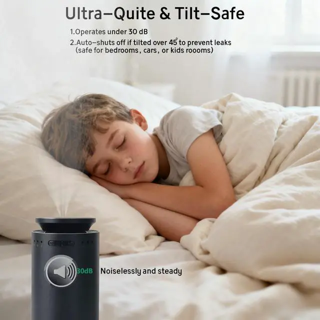 Alt view image 3 of 7 - Waterless Essential Oil Diffuser, Battery Operated Nebulizer (0.5 Fl.Oz./15mL Capacity), 3 Countdown Timers & 3 Mist Levels, Mini Scent Air Machine for Home Car Office,Black