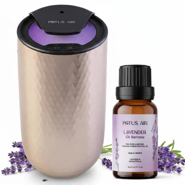 Main image of Waterless Essential Oil Diffuser with 15ml French Lavender Oil - Portable Cordless Waterless Diffuser - 3 Mist Levels - 4 Timer Modes - USB Rechargeable - Aromatherapy Machine for Home, Car & Office