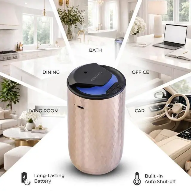Alt view image 5 of 7 - Waterless Essential Oil Diffuser with 15ml French Lavender Oil - Portable Cordless Waterless Diffuser - 3 Mist Levels - 4 Timer Modes - USB Rechargeable - Aromatherapy Machine for Home, Car & Office