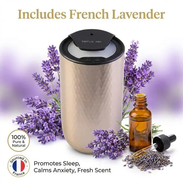 Alt view image 3 of 7 - Waterless Essential Oil Diffuser with 15ml French Lavender Oil - Portable Cordless Waterless Diffuser - 3 Mist Levels - 4 Timer Modes - USB Rechargeable - Aromatherapy Machine for Home, Car & Office