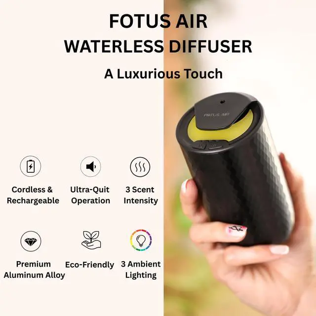 Alt view image 2 of 7 - Waterless Essential Oil Diffuser with 15ml French Lavender Oil - Portable Cordless Waterless Diffuser - 3 Mist Levels - 4 Timer Modes - USB Rechargeable - Aromatherapy Machine for Home, Car & Office