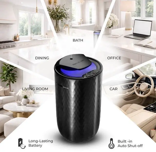 Alt view image 5 of 7 - Waterless Essential Oil Diffuser with 15ml French Lavender Oil - Portable Cordless Waterless Diffuser - 3 Mist Levels - 4 Timer Modes - USB Rechargeable - Aromatherapy Machine for Home, Car & Office