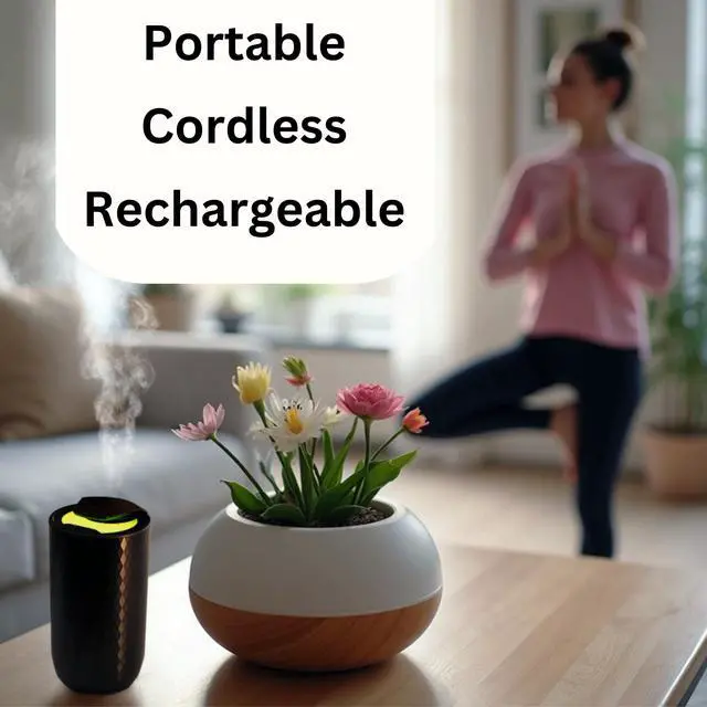 Alt view image 6 of 7 - Waterless Essential Oil Diffuser with 15ml French Lavender Oil - Portable Cordless Waterless Diffuser - 3 Mist Levels - 4 Timer Modes - USB Rechargeable - Aromatherapy Machine for Home, Car & Office